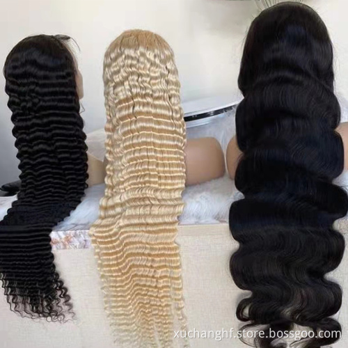 613 13*4 Lace Front Blonde Human Hair Wig Pre Plucked Virgin Straight HD Transparent Lace Frontal 150% 180% Density Lace Wig